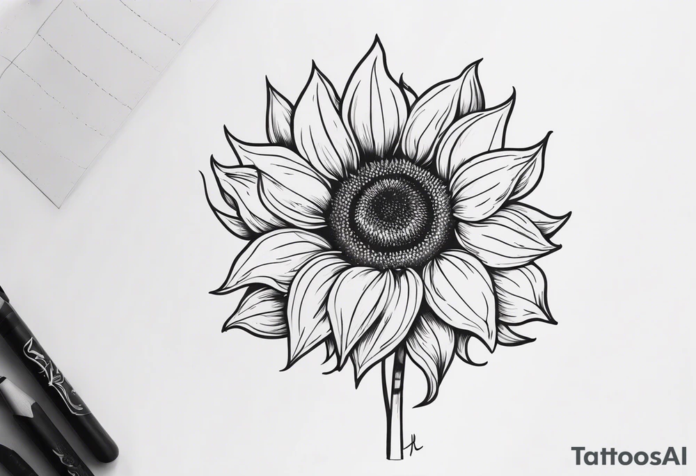 standing sunflower tattoo idea