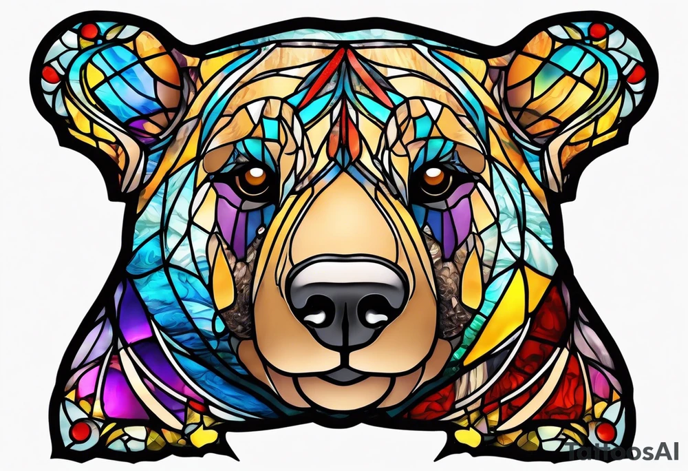 Teddy bear stained glass tattoo idea