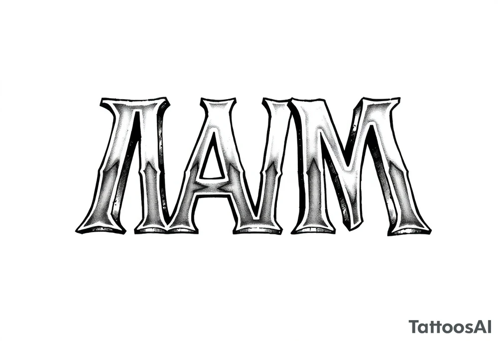 3D chrome letters I A M tattoo idea