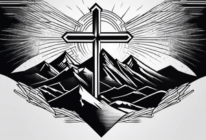 Cross on top if a mountain tattoo idea