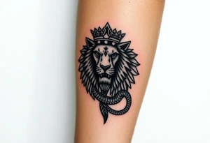 Lion with Egyptian crown and snake tattoo idea