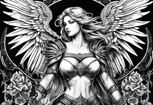 Arc angel with twin swords tattoo idea