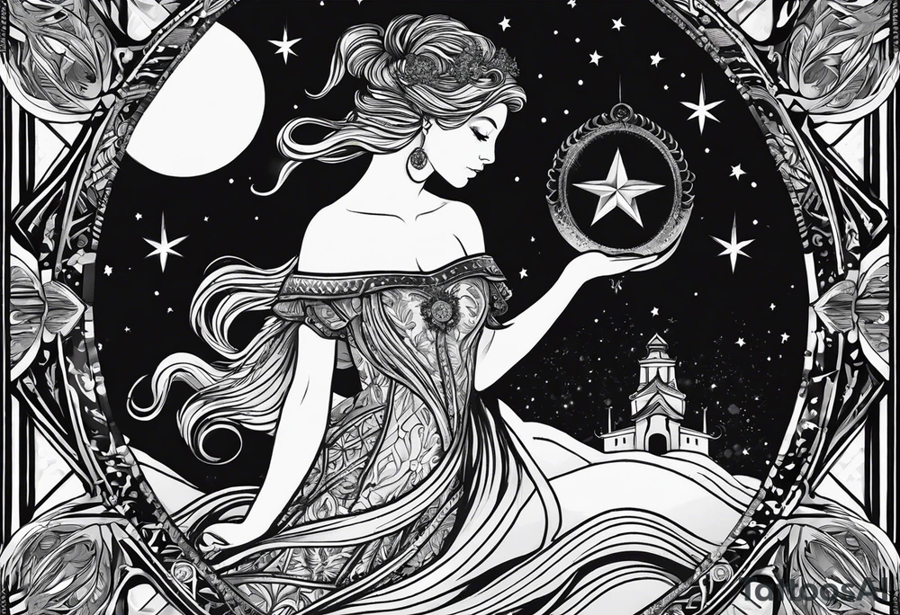 the star (tarot card) with Aquarius feeling tattoo idea