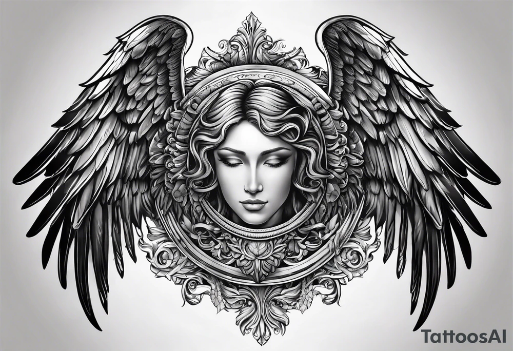 Angel Wings with the word Glenn in between tattoo idea