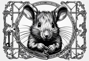 Rodent with a chef knife and prison cell key tattoo idea