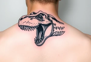 Dilophosaurus staring at you showing teeth tattoo idea