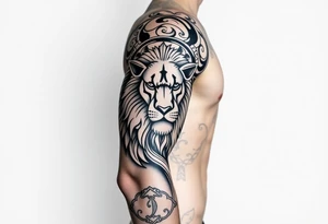 Tribal Sicilian sleeve with patterns
And symbols with a lion tattoo idea