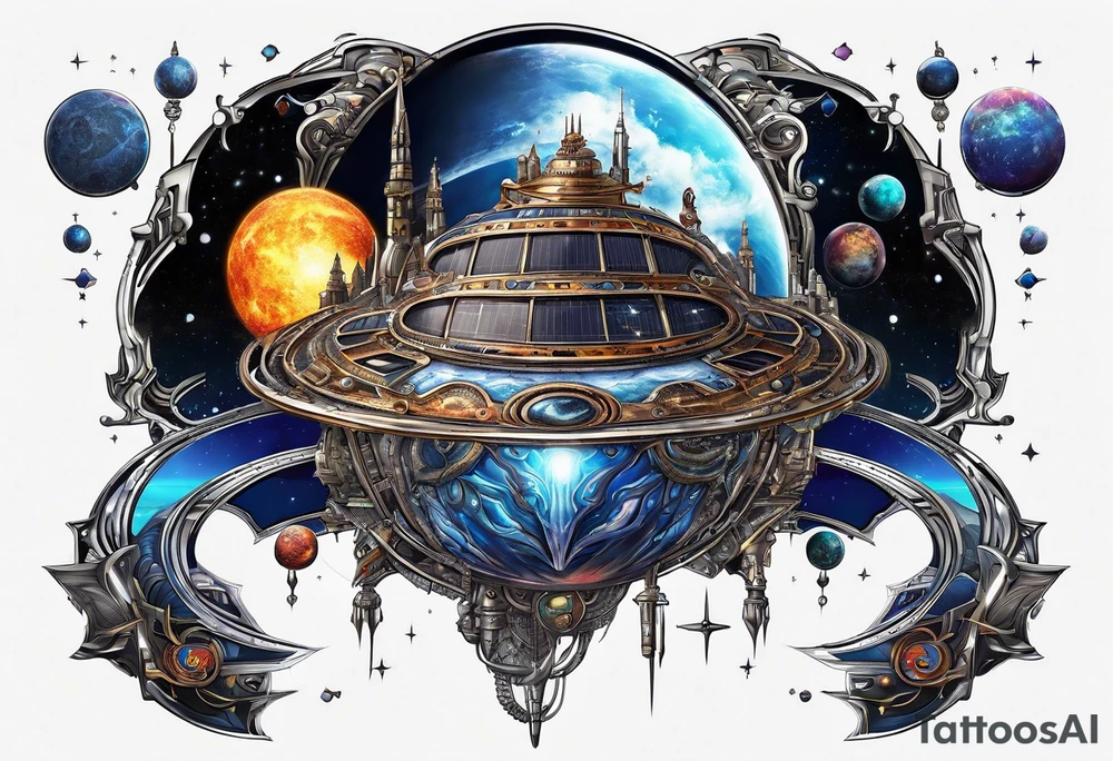 Man,solar, planet space tattoo idea