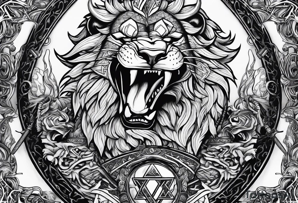 Valhalla sword shield  axe lion dragon 
Valknut  chains tattoo idea