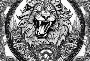 Valhalla sword shield  axe lion dragon 
Valknut  chains tattoo idea