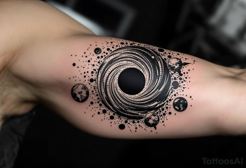 2 different worlds on both sides of a black hole tattoo idea