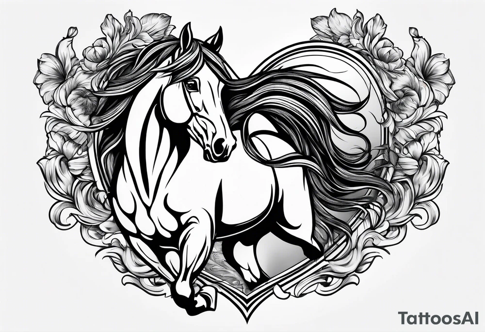heart with horse tattoo idea