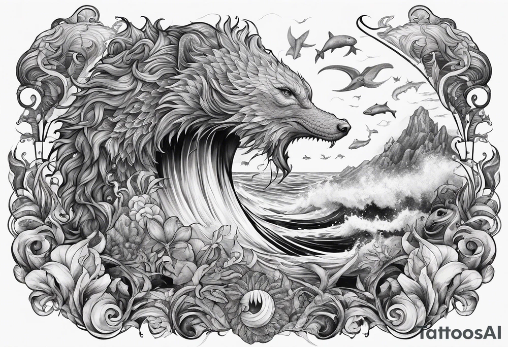 Sea mythical creatures tattoo idea