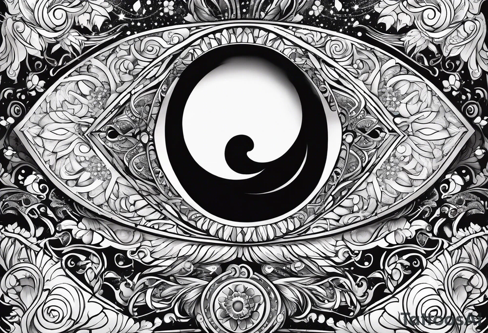Books with sparkles and swirls tattoo idea