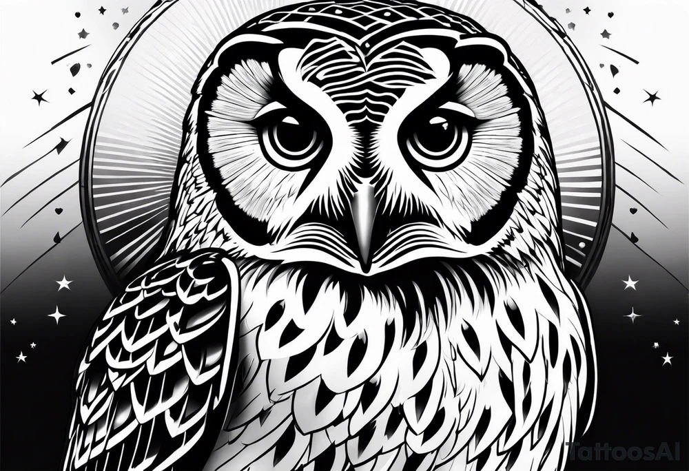 Barred owl with a single rose tattoo idea