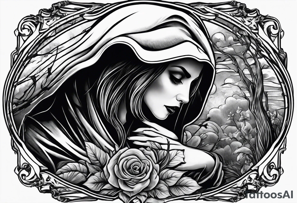 Grim reaper falls in love with human girl tattoo idea