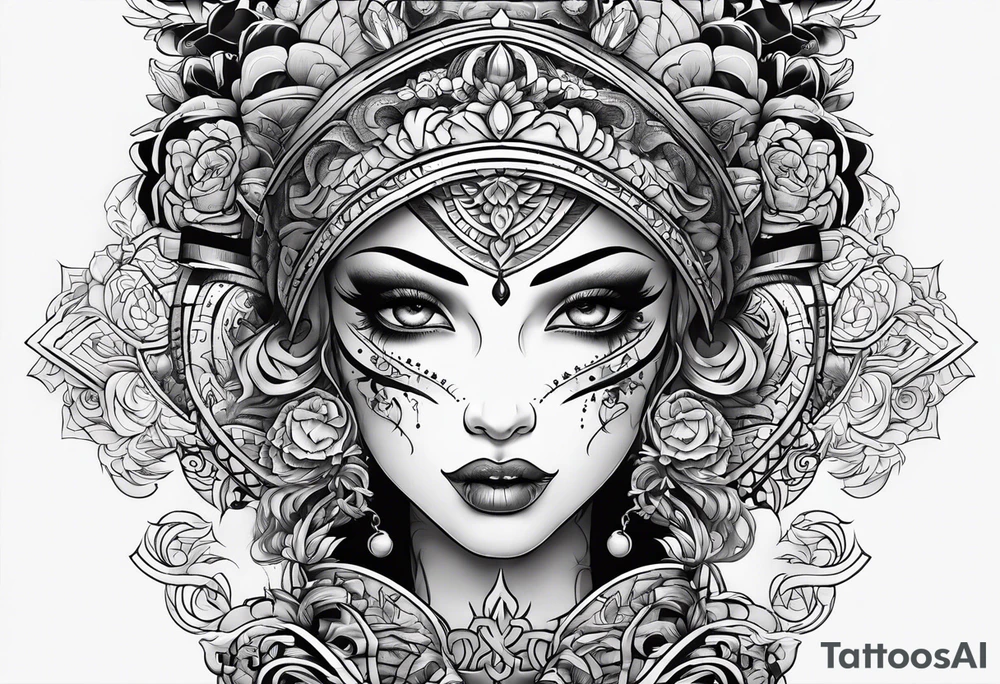 discipline and consistency surrounded by a face tattoo idea