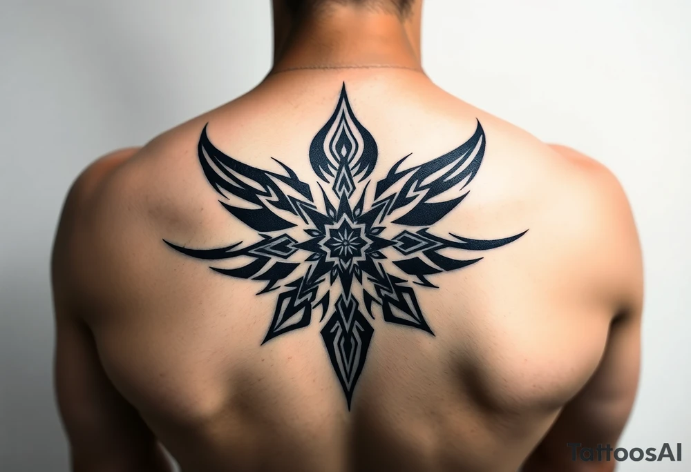 Extra large female back mendela tattoo idea