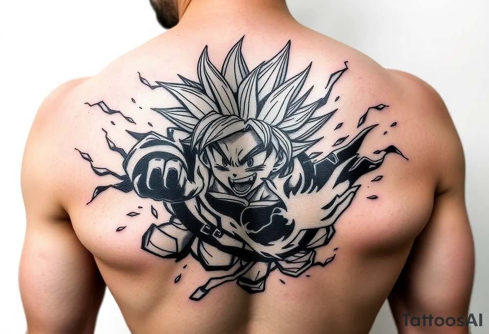 legendary dragonball z scene with energy aura and power effects tattoo idea