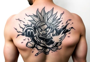 legendary dragonball z scene with energy aura and power effects tattoo idea