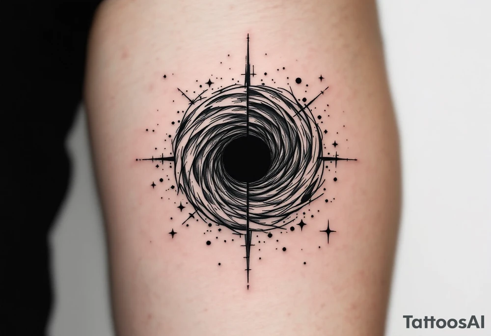 2 different worlds on both sides of a black hole tattoo idea