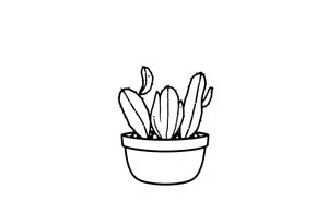 4 cute cacti in a pot tattoo idea