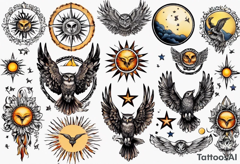 Mond und Sonne Eule 
 Berlin tattoo idea