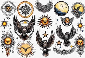 Mond und Sonne Eule 
 Berlin tattoo idea