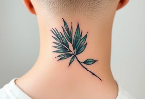 large palm leaves twisted following line side neck tattoo tattoo idea