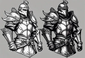 dark fantasy style knight in armor savage warrior, inner bicep tattoo design tattoo idea
