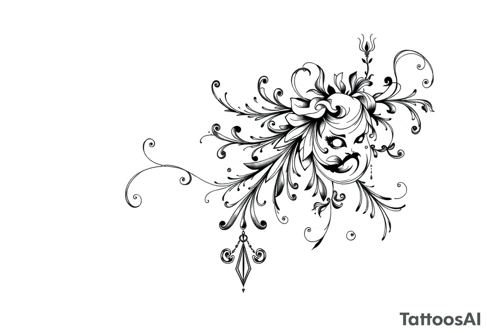 mytical shaman and mytolog style ornametn with ancient rhyme tattoo idea