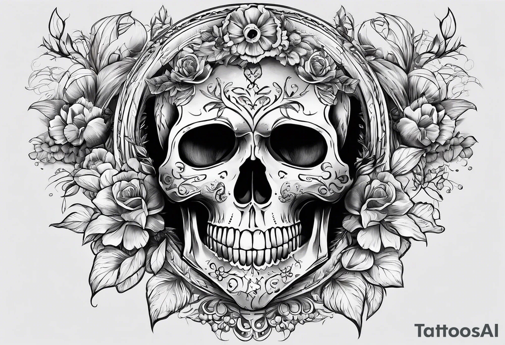 Memento mori writen skull sleeve tattoo design tattoo idea