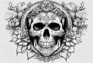 Memento mori writen skull sleeve tattoo design tattoo idea