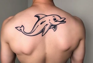 Cartoon dolphin with a big penis tattoo idea