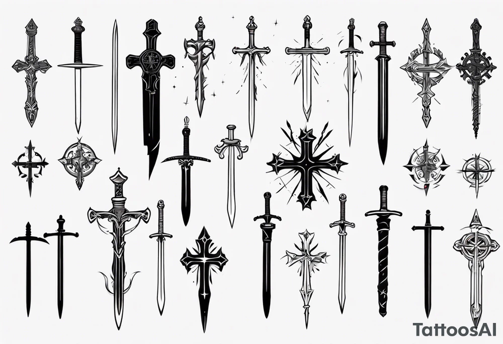 Swords and cross tattoo idea