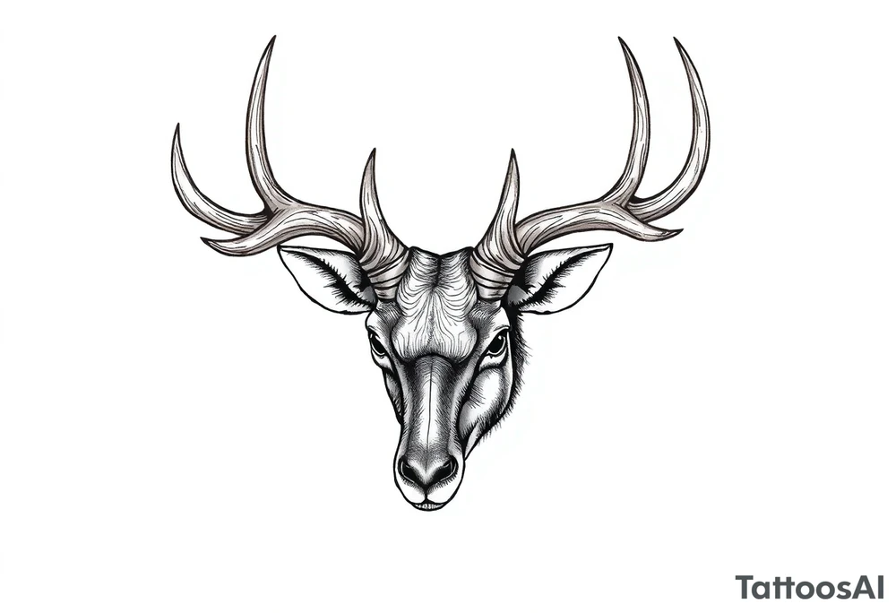 a rain deer horn with wood pattern on it tattoo idea