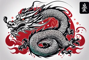 japanese dragon with red highlights tattoo idea