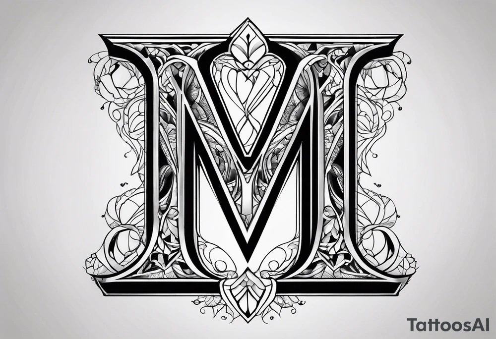 Letter M into a ghotic style tattoo idea