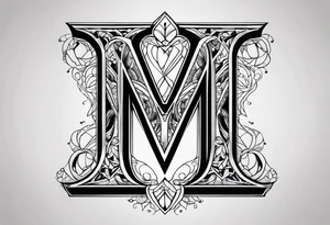 Letter M into a ghotic style tattoo idea