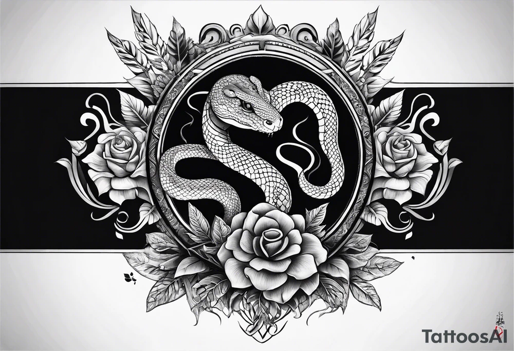 arm sleeve tattoo with a snake, gun, weed symbol that says HYDRA tattoo idea