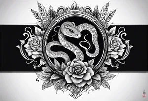 arm sleeve tattoo with a snake, gun, weed symbol that says HYDRA tattoo idea