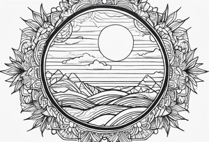 Draw me a beautiful and realistic sun tattoo using the ONE LINE method.
May the tattoo be pleasant, optimistic and positive.
Location: Above a man's chest tattoo idea