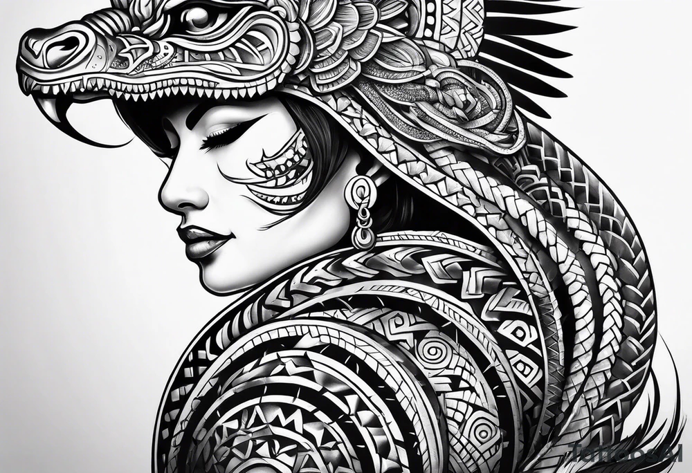 aztec snake sleeve tattoo idea