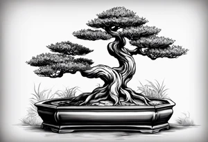 bonsai tree with dirt tattoo idea