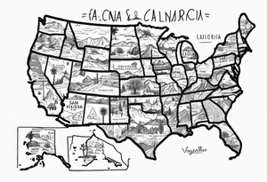 Roadtrip trough California on a Map.
Stops are: San Francisco, Yosemite Park, Death Valley, Las Vegas, Grand Canyon, Joshua Tree, Los Angeles and San Diego.
Erase all the other streets tattoo idea
