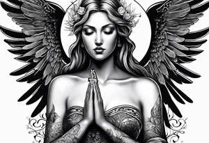 Angel with prayer hands tattoo idea