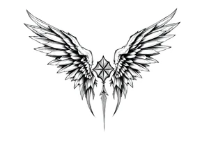 Long Angelwings straight down tattoo idea
