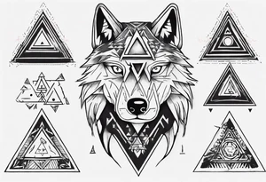 wolf head with triangle in the background tattoo idea