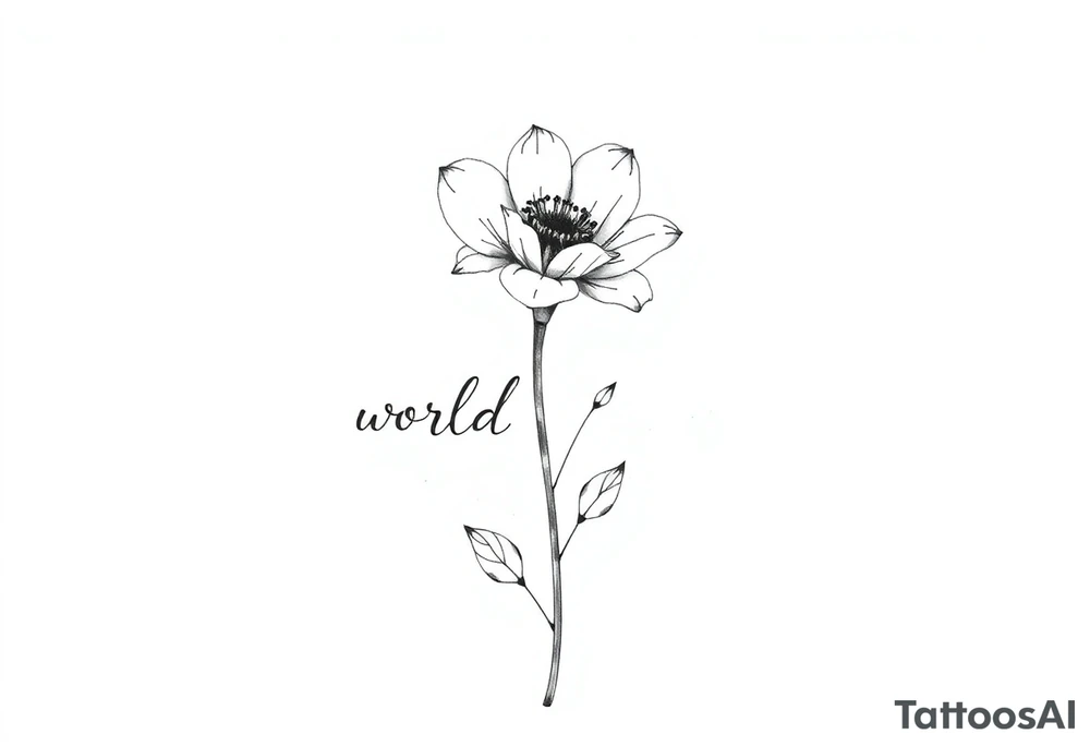 A long stemmed flower with the world wildflower written with the stem tattoo idea