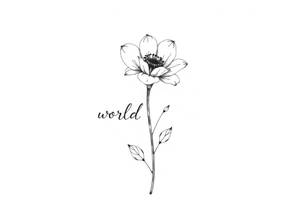 A long stemmed flower with the world wildflower written with the stem tattoo idea